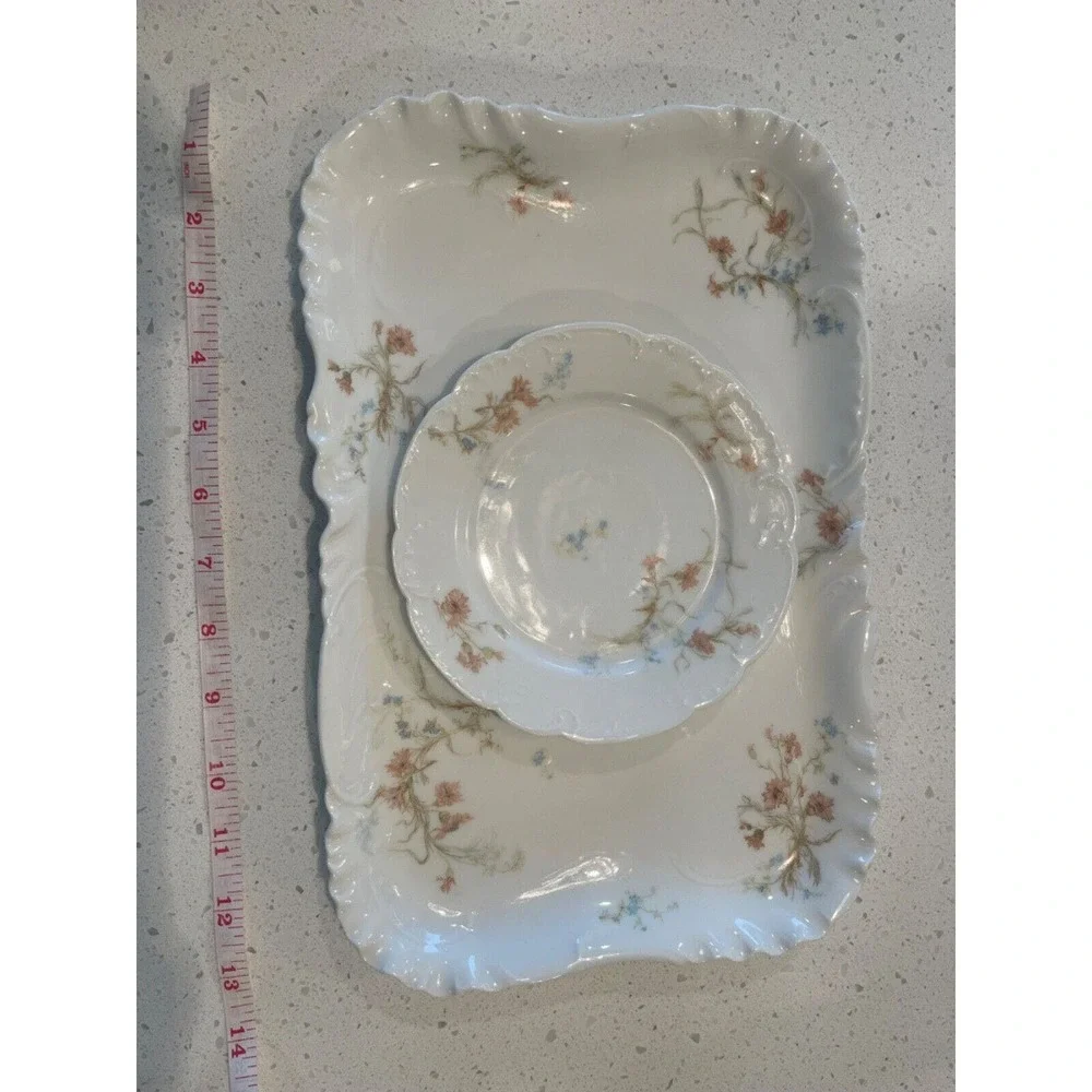LIMOGES France St. Lazare Haviland FLORAL THISTLE Serving‎ Platter/Dessert Plat
